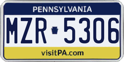 PA license plate MZR5306