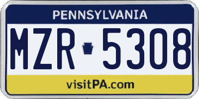 PA license plate MZR5308