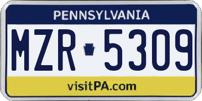 PA license plate MZR5309