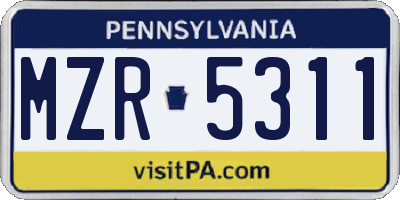 PA license plate MZR5311