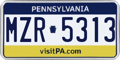 PA license plate MZR5313