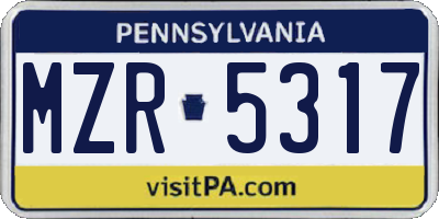 PA license plate MZR5317