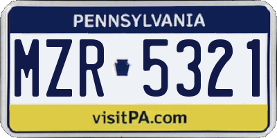 PA license plate MZR5321