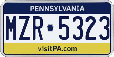 PA license plate MZR5323
