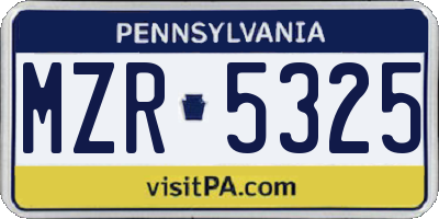 PA license plate MZR5325