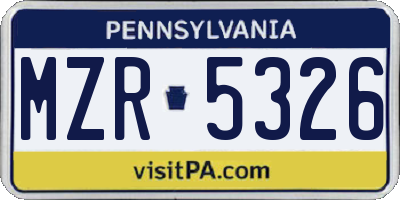PA license plate MZR5326