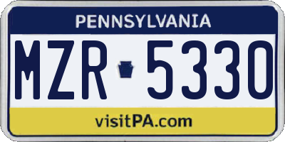 PA license plate MZR5330
