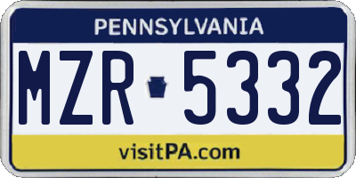 PA license plate MZR5332