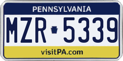 PA license plate MZR5339
