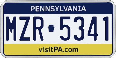 PA license plate MZR5341