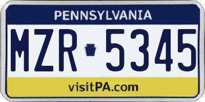 PA license plate MZR5345