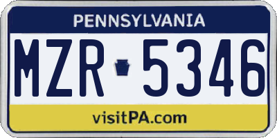 PA license plate MZR5346