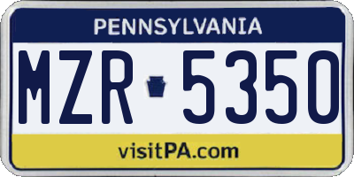 PA license plate MZR5350
