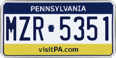 PA license plate MZR5351