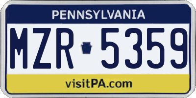 PA license plate MZR5359