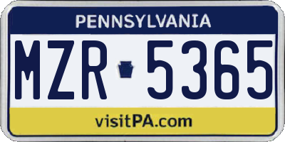 PA license plate MZR5365