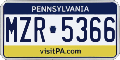 PA license plate MZR5366