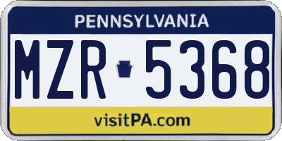 PA license plate MZR5368