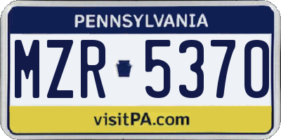 PA license plate MZR5370