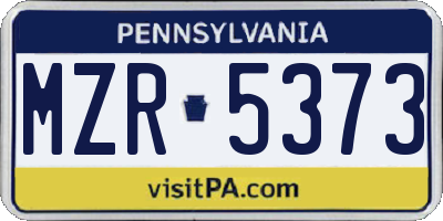 PA license plate MZR5373