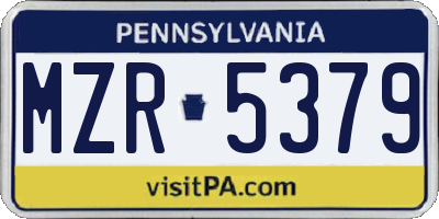 PA license plate MZR5379