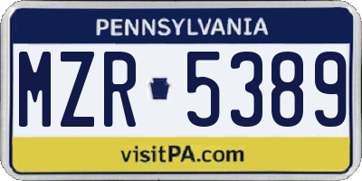 PA license plate MZR5389