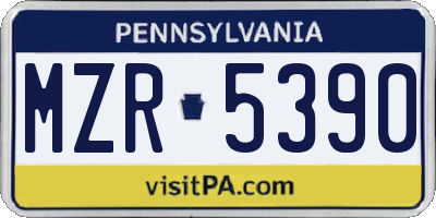 PA license plate MZR5390