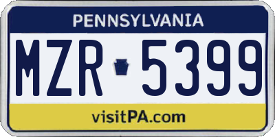 PA license plate MZR5399