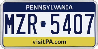PA license plate MZR5407