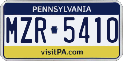 PA license plate MZR5410