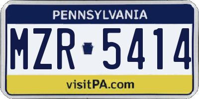 PA license plate MZR5414