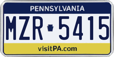 PA license plate MZR5415