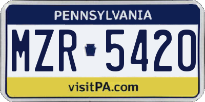 PA license plate MZR5420