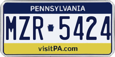 PA license plate MZR5424