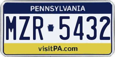 PA license plate MZR5432