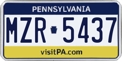 PA license plate MZR5437