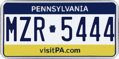 PA license plate MZR5444