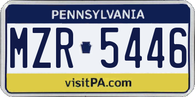 PA license plate MZR5446