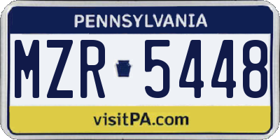 PA license plate MZR5448