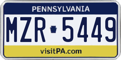 PA license plate MZR5449
