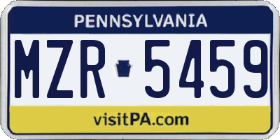 PA license plate MZR5459
