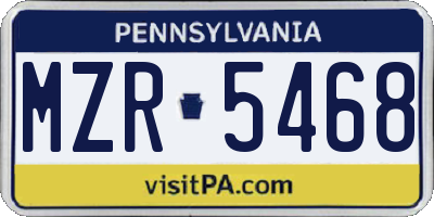 PA license plate MZR5468