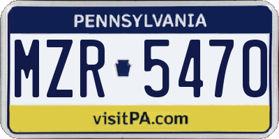 PA license plate MZR5470