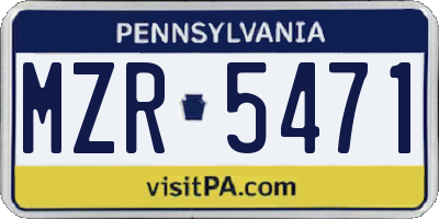 PA license plate MZR5471