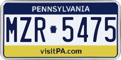 PA license plate MZR5475