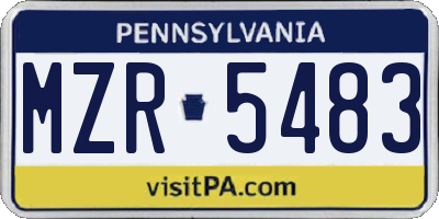 PA license plate MZR5483