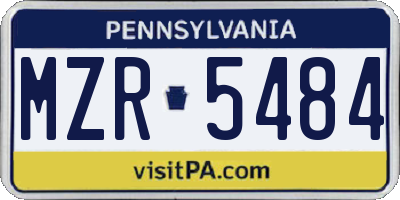 PA license plate MZR5484