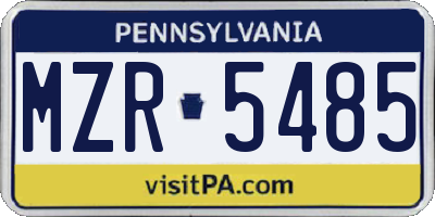 PA license plate MZR5485