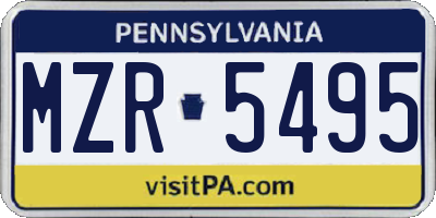 PA license plate MZR5495