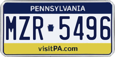 PA license plate MZR5496